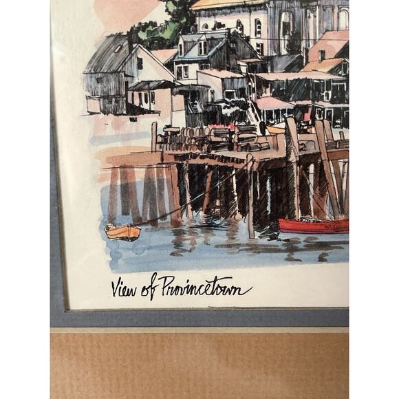 View OF PROVINCETOWN BY ROBERT KENNEDY WATER COLOR ART PRINT 13”X11 FRAMED - Picture 4 of 6